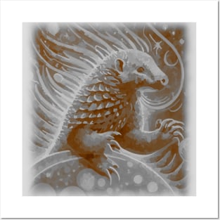 AI generated fiery pangolin from the sun Posters and Art